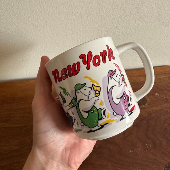 Vintage New York USA Painting Bears Destination Coffee Cup - Picture 2 of 6
